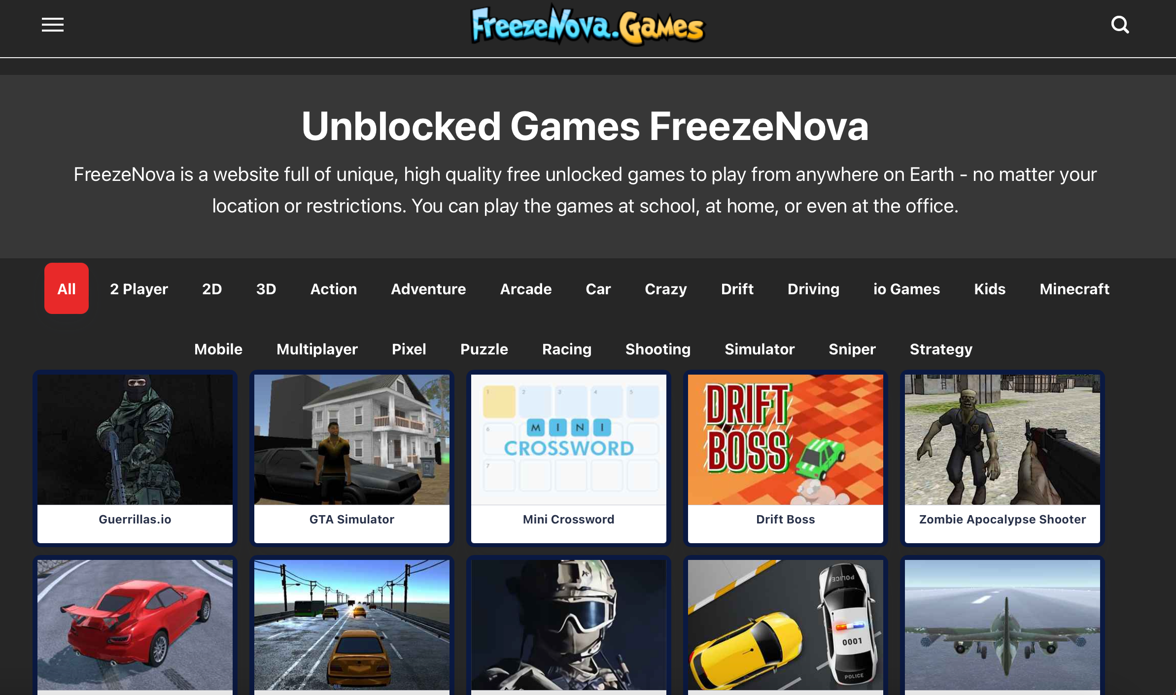 Unblocked Games For School (FreezeNova Games and Jul Games) 